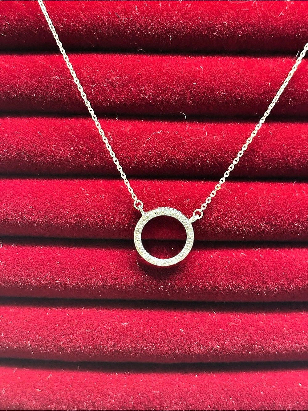 Sterling Silver Diamond Circle Necklace NWT